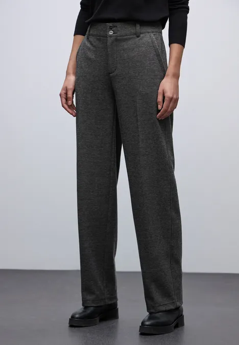 Gemêleerde broek met rechte leg Black