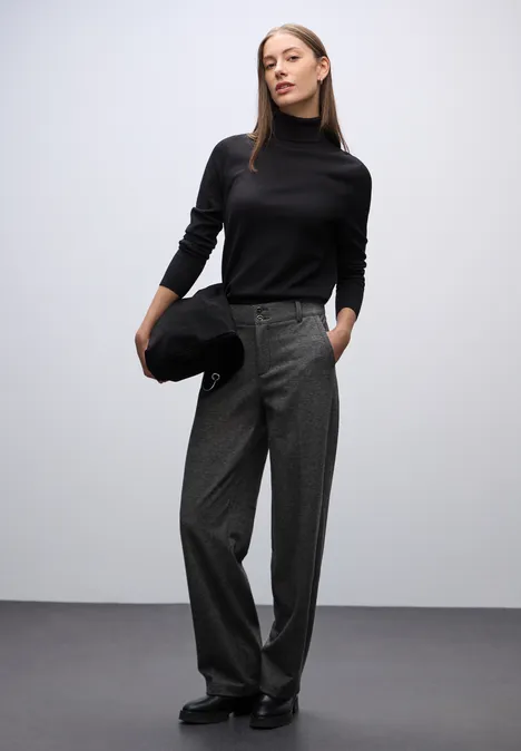 Gemêleerde broek met rechte leg Black