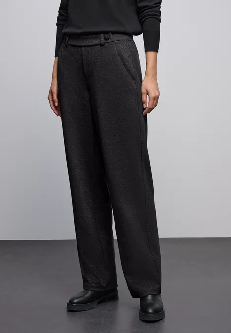 Glitzernde Straight Leg Hose Black