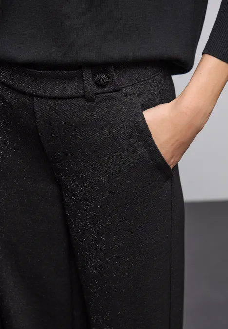 Glitzernde Straight Leg Hose Black