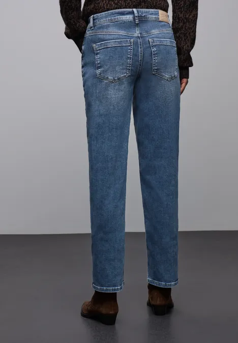 Straight Leg Jeans mid blue random washed Straight Leg Jeans mid blue random washed