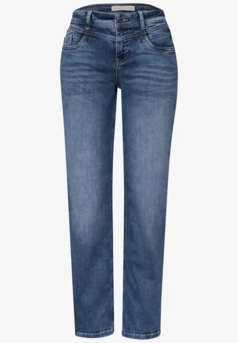 Straight Leg Jeans mid blue random washed Straight Leg Jeans mid blue random washed