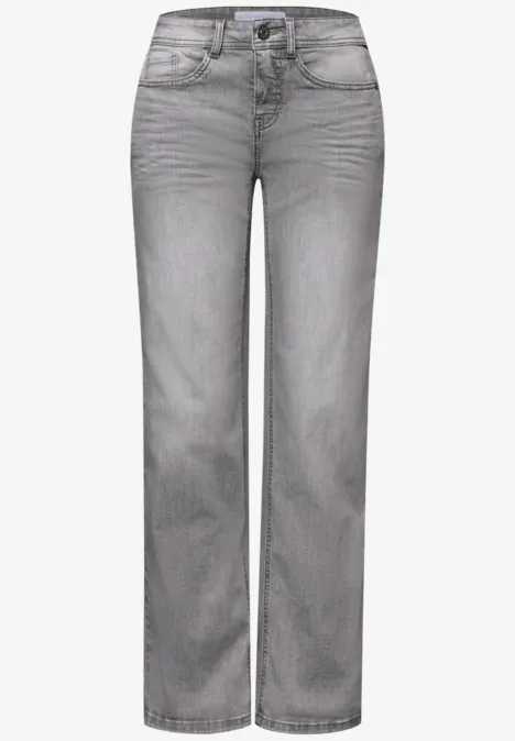 Straight Leg Jeans Light Grey Washed