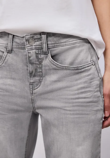 Straight Leg Jeans Light Grey Washed