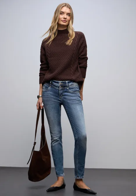 Slim Leg Jeans mid blue random washed