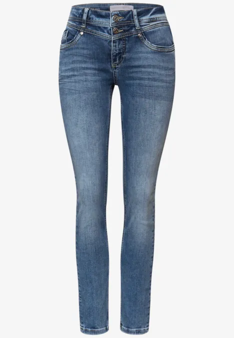 Slim Leg Jeans mid blue random washed