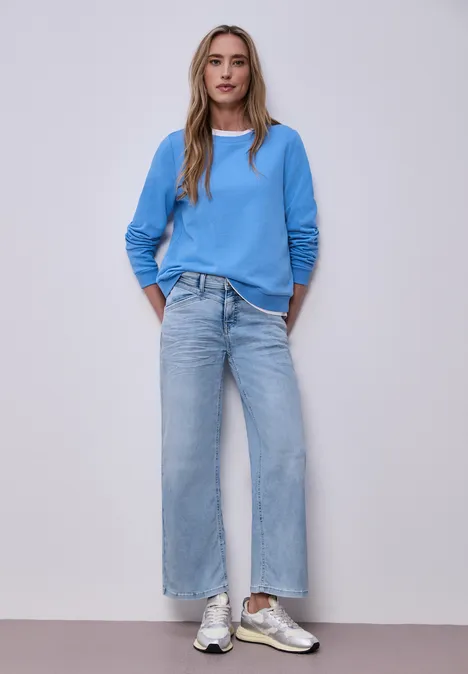 Wide Leg Jeans Bleached Washed