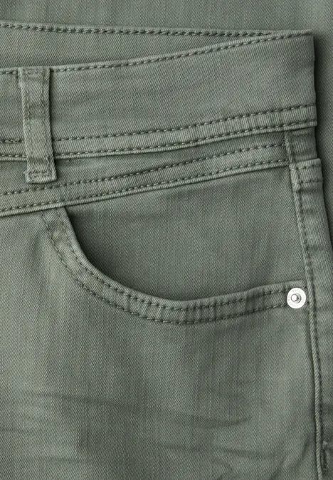 Mid Waist Slim Leg Jeans im Casual Fit Sage Green Washed Mid Waist Slim Leg Jeans im Casual Fit Sage Green Washed