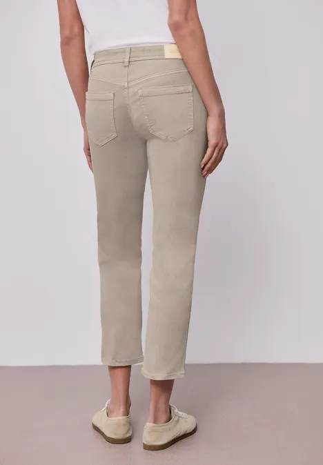 Mid Waist Straight Leg Jeans dans le Slim Fit Beige Washed