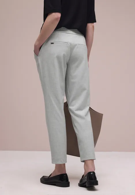 Mid Waist Slim Leg Hose mit Schnalle heather grey mel.