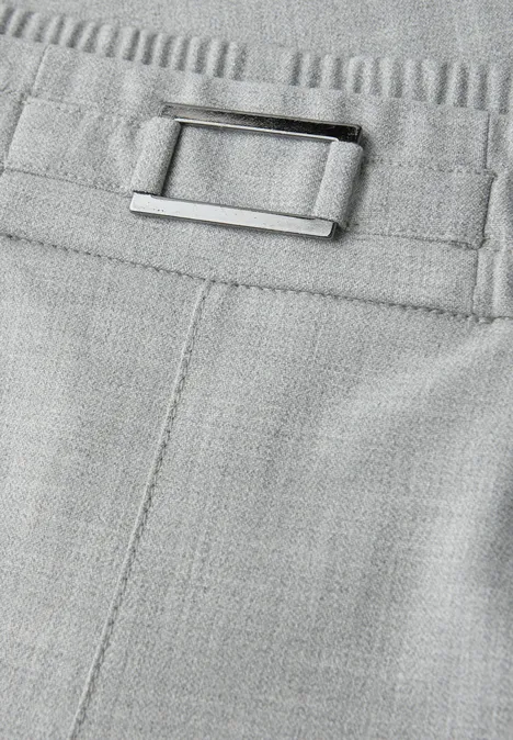 Mid Waist Slim Leg Hose mit Schnalle heather grey mel.