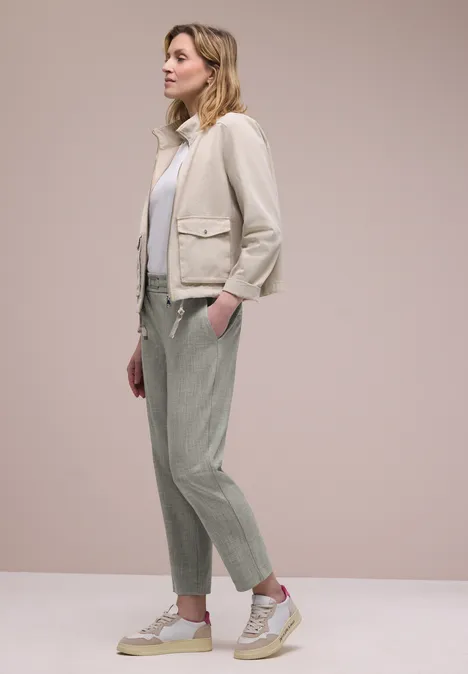 Mid Waist Slim Leg Hose mit Schnalle dark mint green