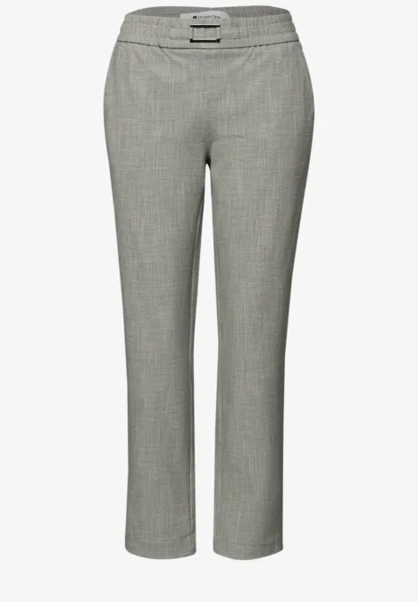 Mid Waist Slim Leg Hose mit Schnalle dark mint green