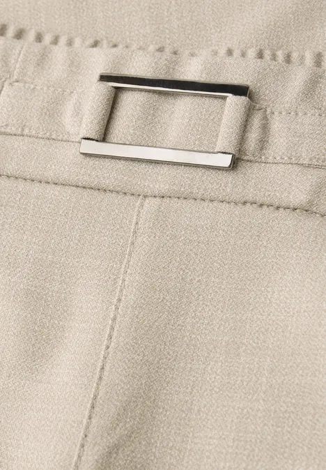 Mid Waist Slim Leg Hose mit Schnalle cobble stone