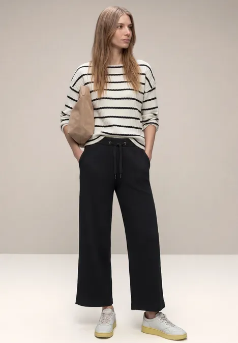 High Waist Wide Leg Hose im Casual Fit Black