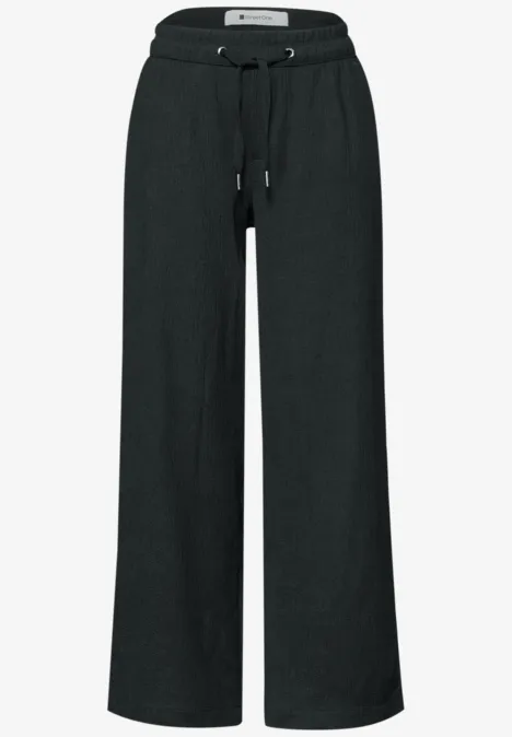 High Waist broek met wijde pijpen in casual pasvorm pine grove green