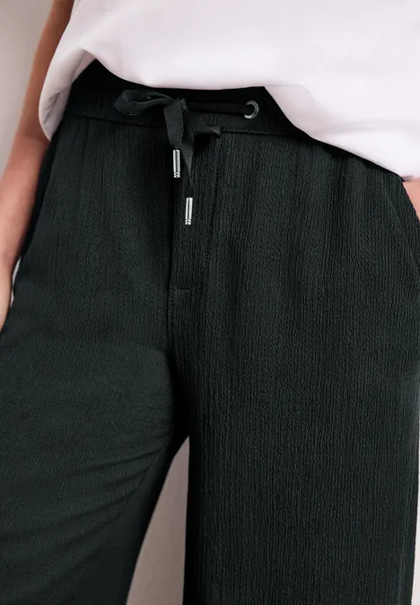 High Waist broek met wijde pijpen in casual pasvorm pine grove green