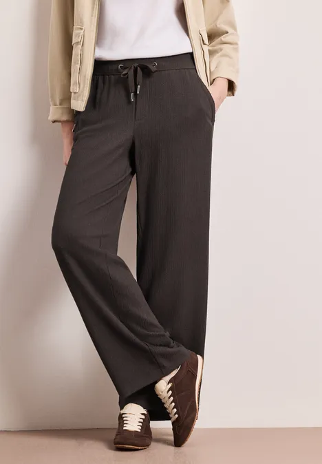 Pantalon High Waist Wide Leg en coupe décontractée deep earth