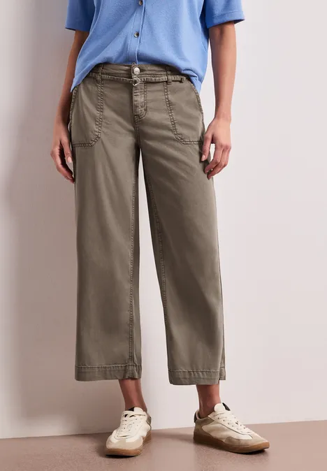 Wide Leg Jeans mit Gürteldetail brown wash