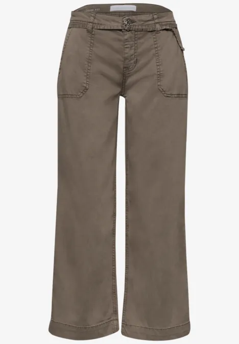 Wide Legs jeans met riemdetail brown wash
