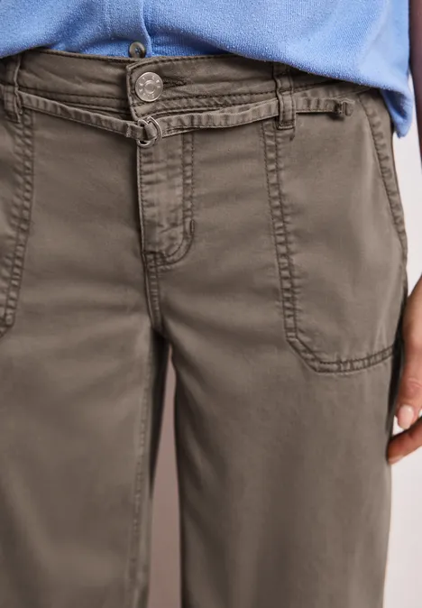 Wide Legs jeans met riemdetail brown wash