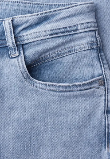 Jeansy z wąską nogawką o kroju Slim Fit i długości Mid Waist light blue random wash