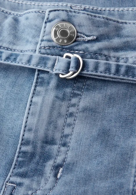 Mid Waist Wide Leg Jeans im Loose Fit mid blue random wash