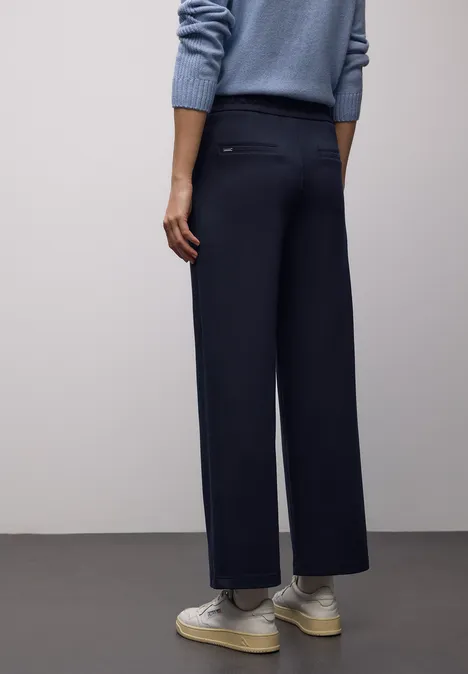 Broek met rechte pijpen en tape deep blue