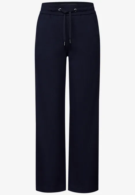 Broek met rechte pijpen en tape deep blue