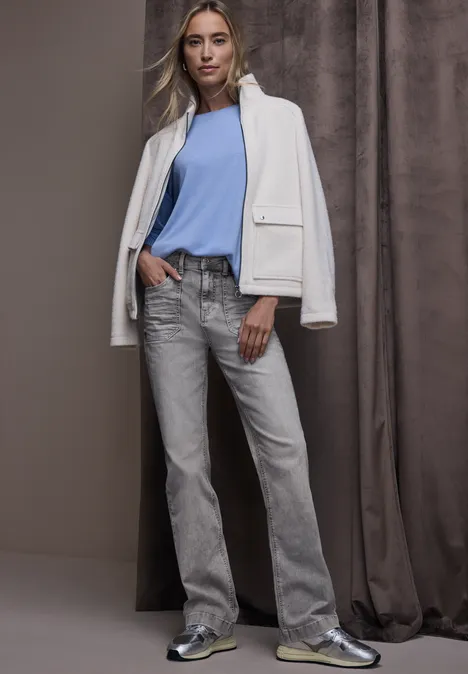 Bootcut Jeans Light Grey Washed