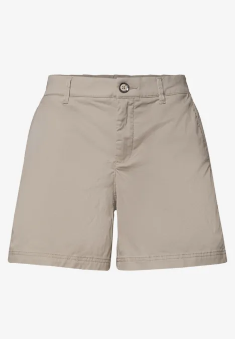 Mid Waist chino shorts in een casual pasvorm buff grey Beige korte broek van licht materiaal met knoopsluiting - comfortabel en veelzijdig.