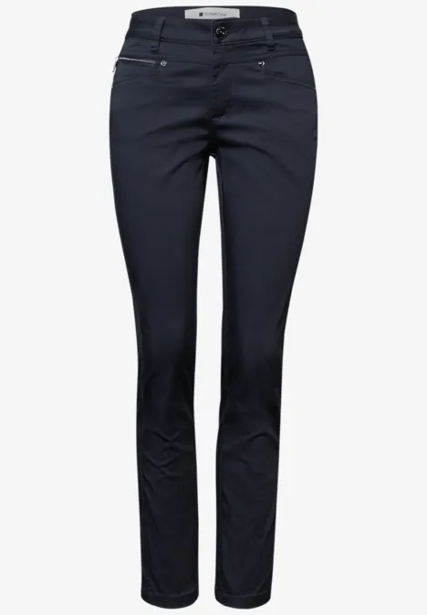 Pantalon Mid Waist Slim Leg en satin shadowed navy