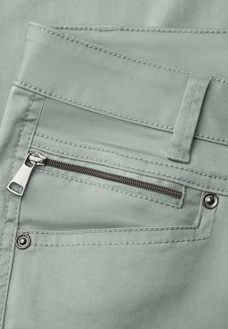 Mid Waist Slim Leg Hose im Satin-Look dark mint green