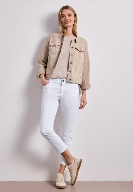 7/8 Slim Leg Hose im Satin-Look White