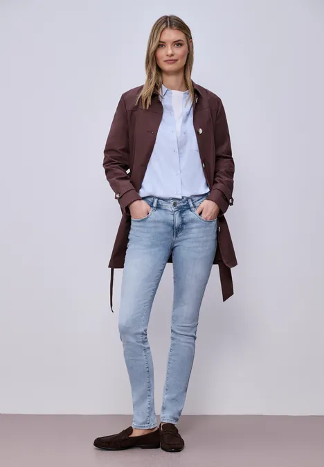 Jeansy z wąską nogawką o kroju Slim Fit i długości Mid Waist light blue random wash