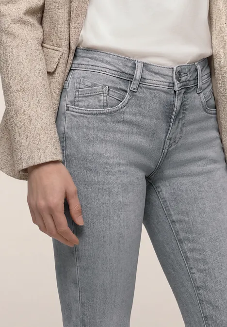 Mid Waist Slim Legs jeans in Slim Fit light grey random wash