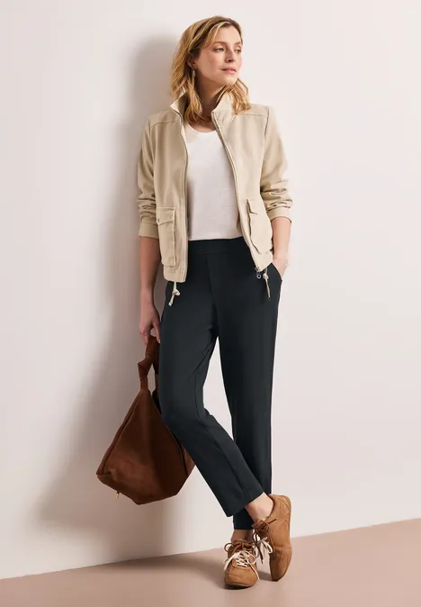 Mid Waist Slim Leg Pantalon Loose Fit pine grove green