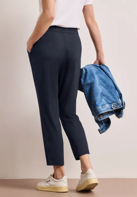 Mid Waist Slim Leg Pantalon Loose Fit shadowed navy