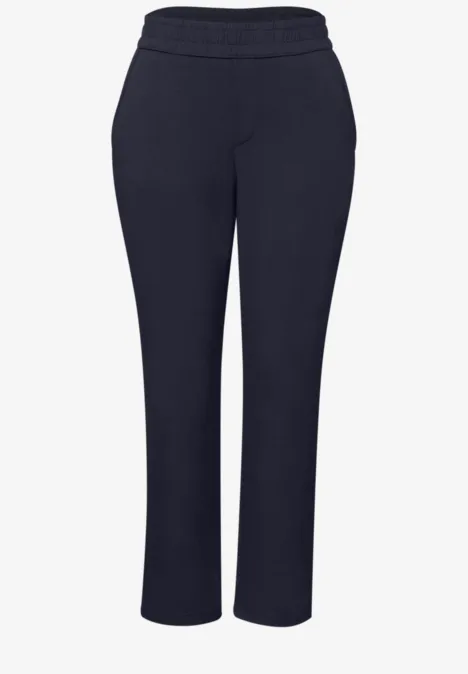 Mid Waist Slim Leg Pantalon Loose Fit shadowed navy