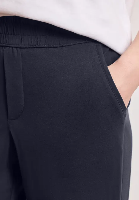 Mid Waist Slim Leg Pantalon Loose Fit shadowed navy