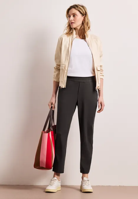 Mid Waist Slim Leg Pantalon Loose Fit deep earth