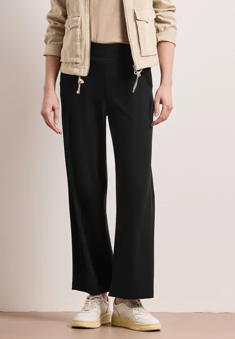 High Waist Wide Leg Hose im Loose Fit Black