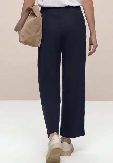 High Waist broek met wijde pijpen in Loose Fit deep blue