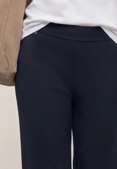 High Waist broek met wijde pijpen in Loose Fit deep blue