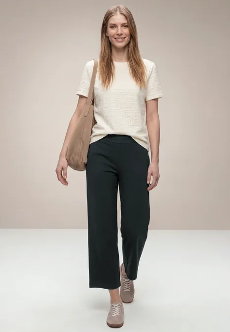 High Waist broek met wijde pijpen in Loose Fit pine grove green