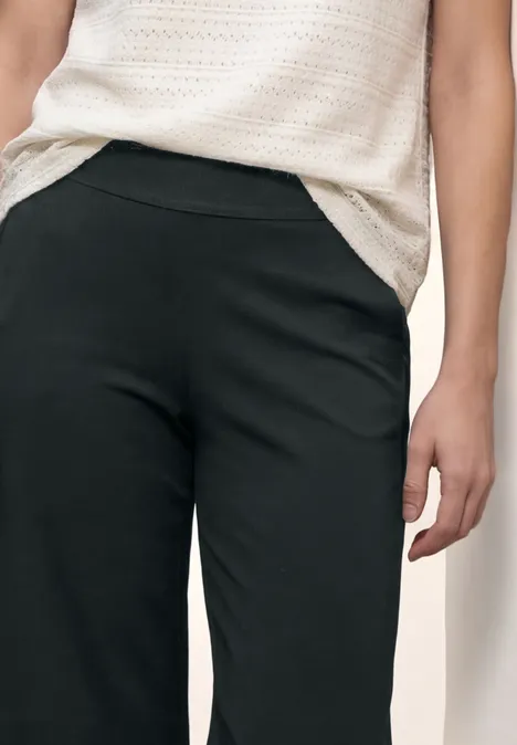 High Waist broek met wijde pijpen in Loose Fit pine grove green