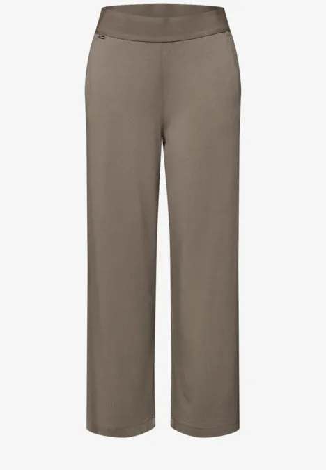 High Waist broek met wijde pijpen in Loose Fit dark tumbled beige