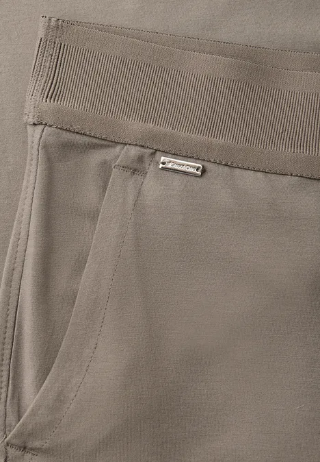 High Waist broek met wijde pijpen in Loose Fit dark tumbled beige