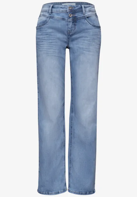 Mid Waist Straight Leg Jeans en coupe casual light blue wash