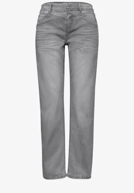 Mid Waist Straight Leg Jeans im Casual Fit light grey wash